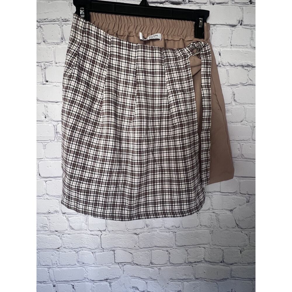 Kate Kasin Plaid Tie Women's Skirt - Size Medium